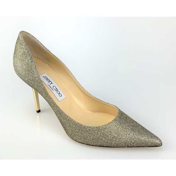 NIB Jimmy Choo Agnes Light Bronze Glitter Pumps Size 39.5 - Picture 5 of 11